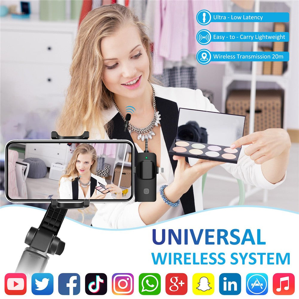K15 3-in-1 Funk-Lavalier-Mikrofon mit Geräuschunterdrückung | USB-C Mikrofon für Smartphone, Computer, Kamera