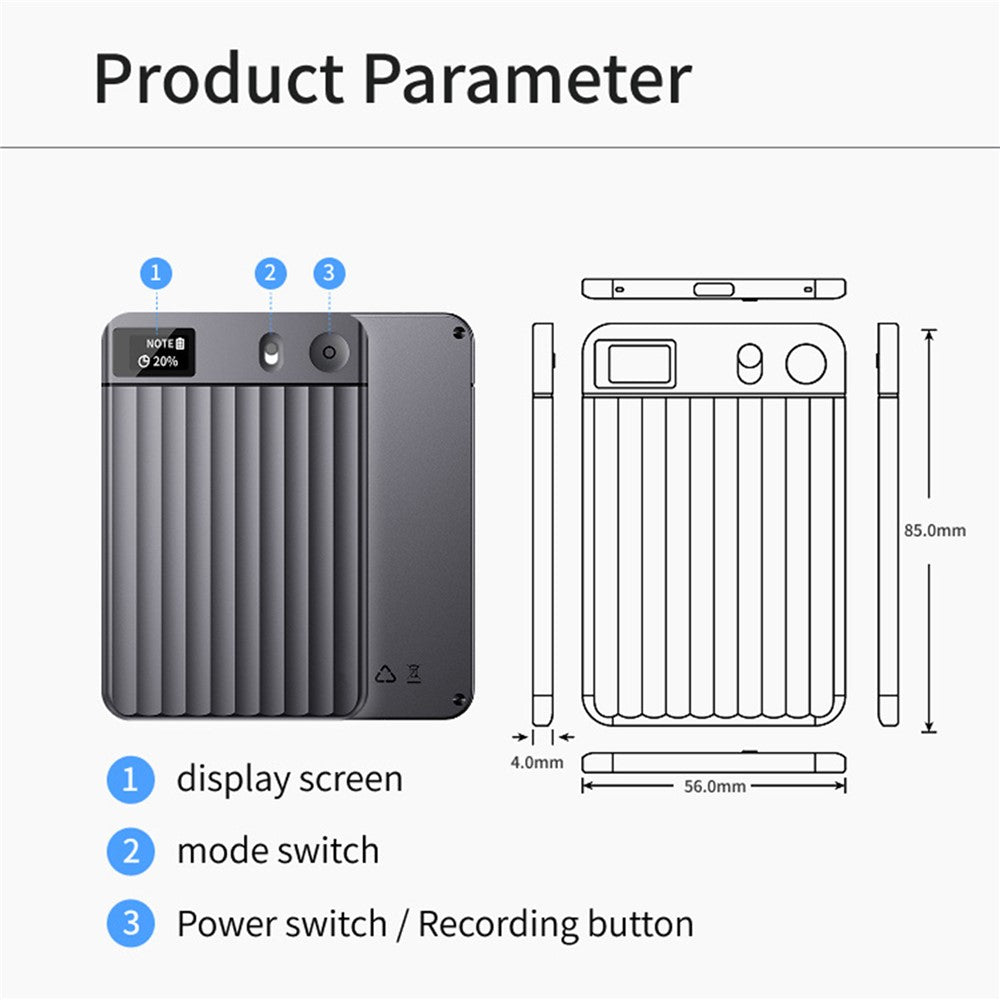 AI7 8GB KI-Diktiergerät mit Echtzeit-Transkription und Smart-Recording-Karte