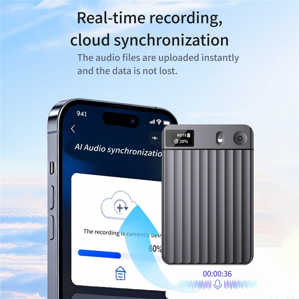AI7 8GB KI-Diktiergerät mit Echtzeit-Transkription und Smart-Recording-Karte