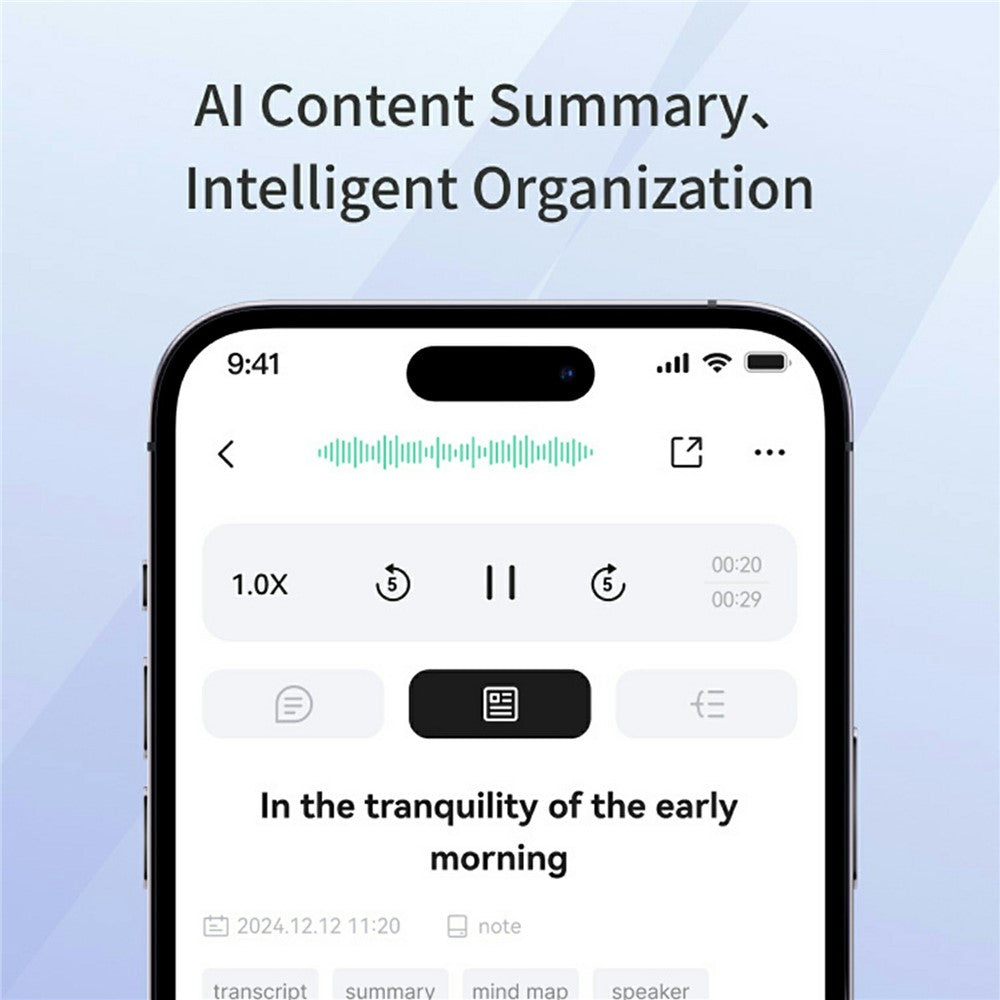 AI7 8GB KI-Diktiergerät mit Echtzeit-Transkription und Smart-Recording-Karte
