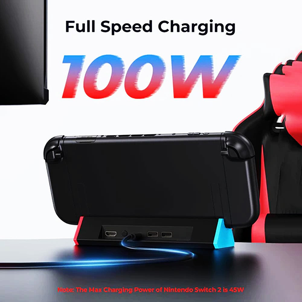 For Nintendo Switch 2 Dock Station HD 2.1 Adapter 4K 120Hz Portable Charging Expansion Hub