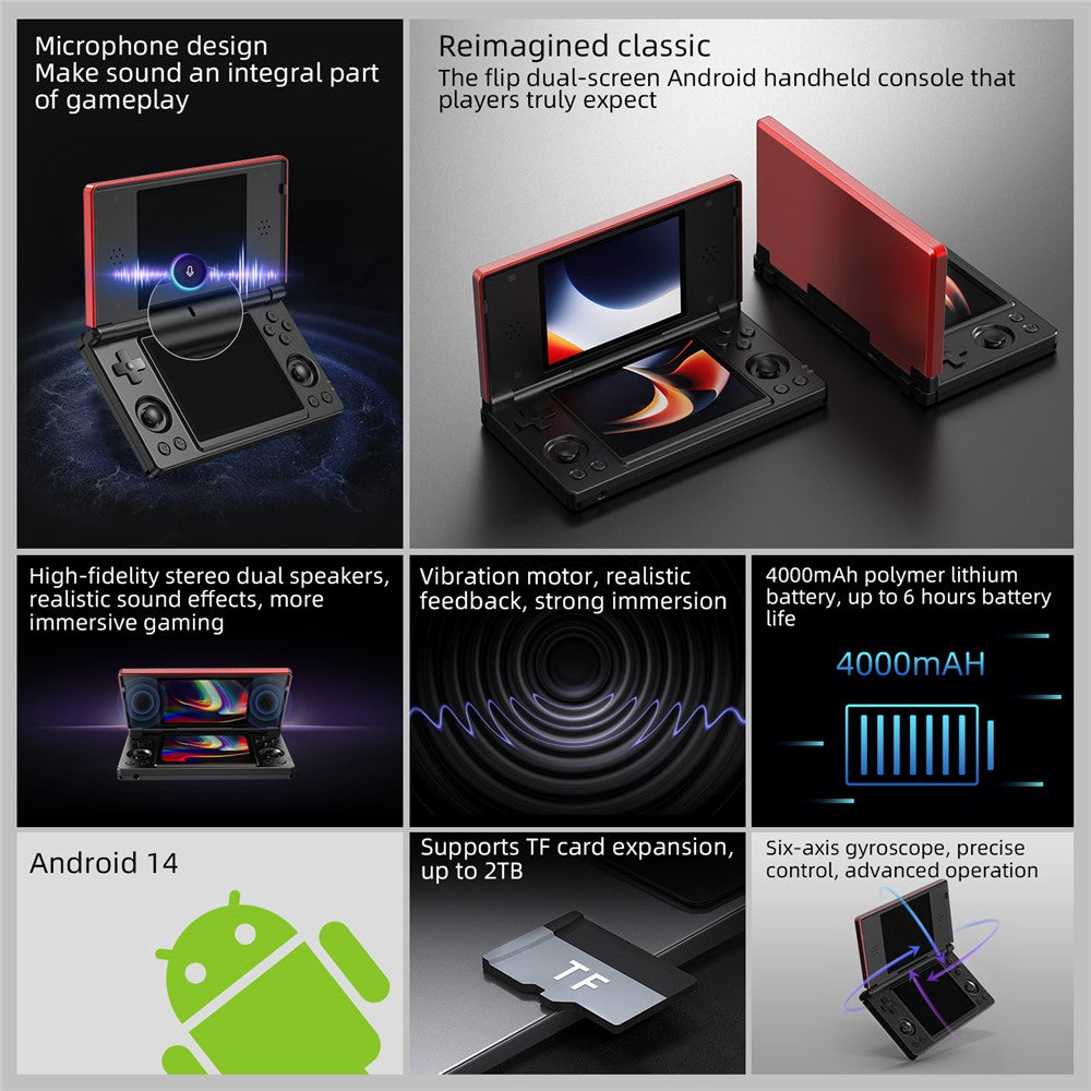ANBERNIC 128G RG DS Handheld-Konsole Retro Arcade Android mit Dual IPS Screens