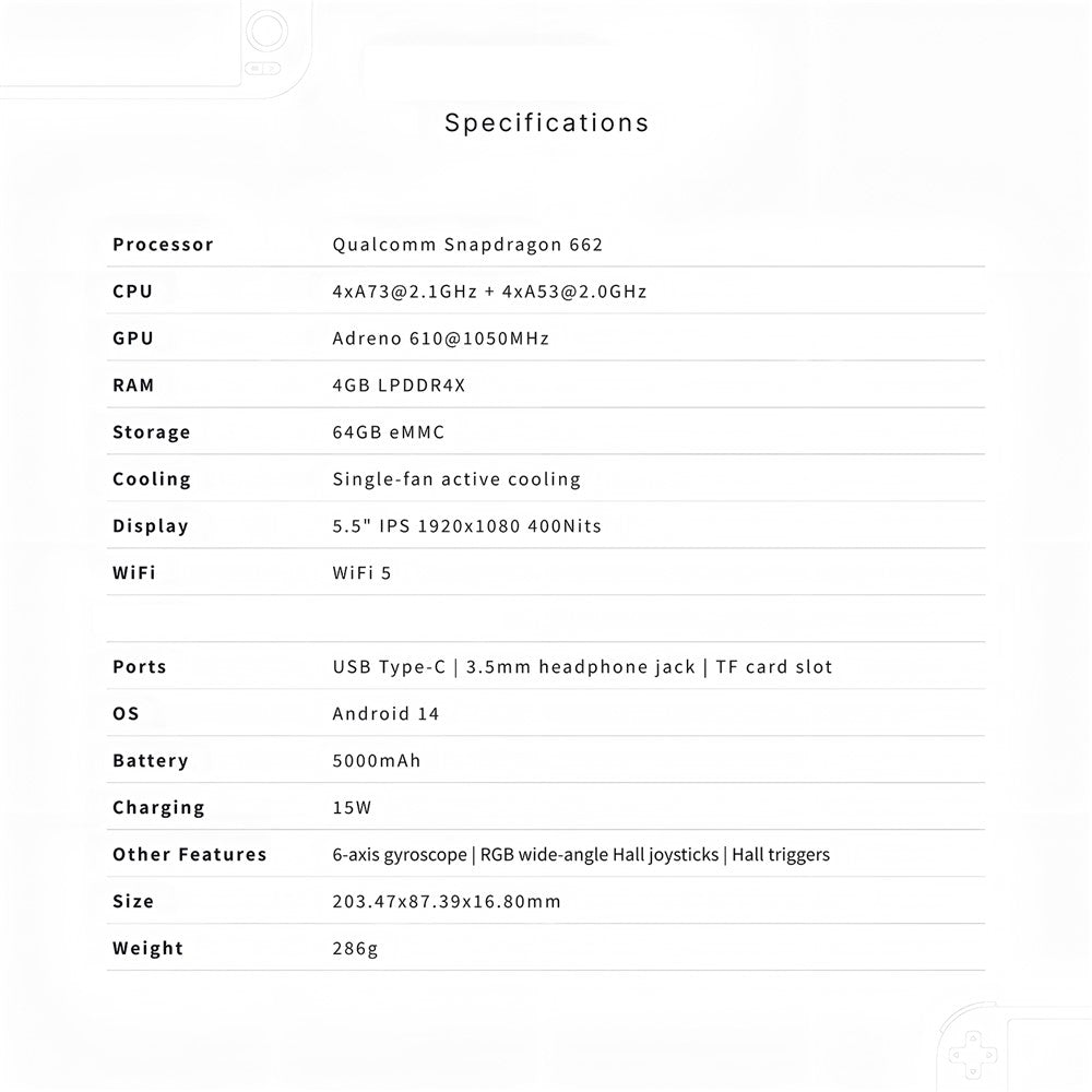 MANGMI AIR X Retro Handheld Konsole 4GB+64GB 5.5 Zoll IPS Android 14