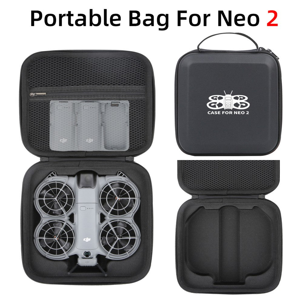 Portable Carrying Case for DJI Neo 2 Drone PU Waterproof Storage Bag Travel Organizer with EPE Foam Interior