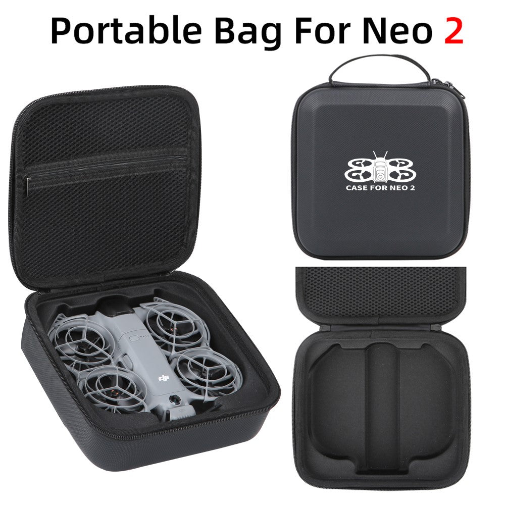 Portable Carrying Case for DJI Neo 2 Drone PU Waterproof Storage Bag Travel Organizer with EPE Foam Interior