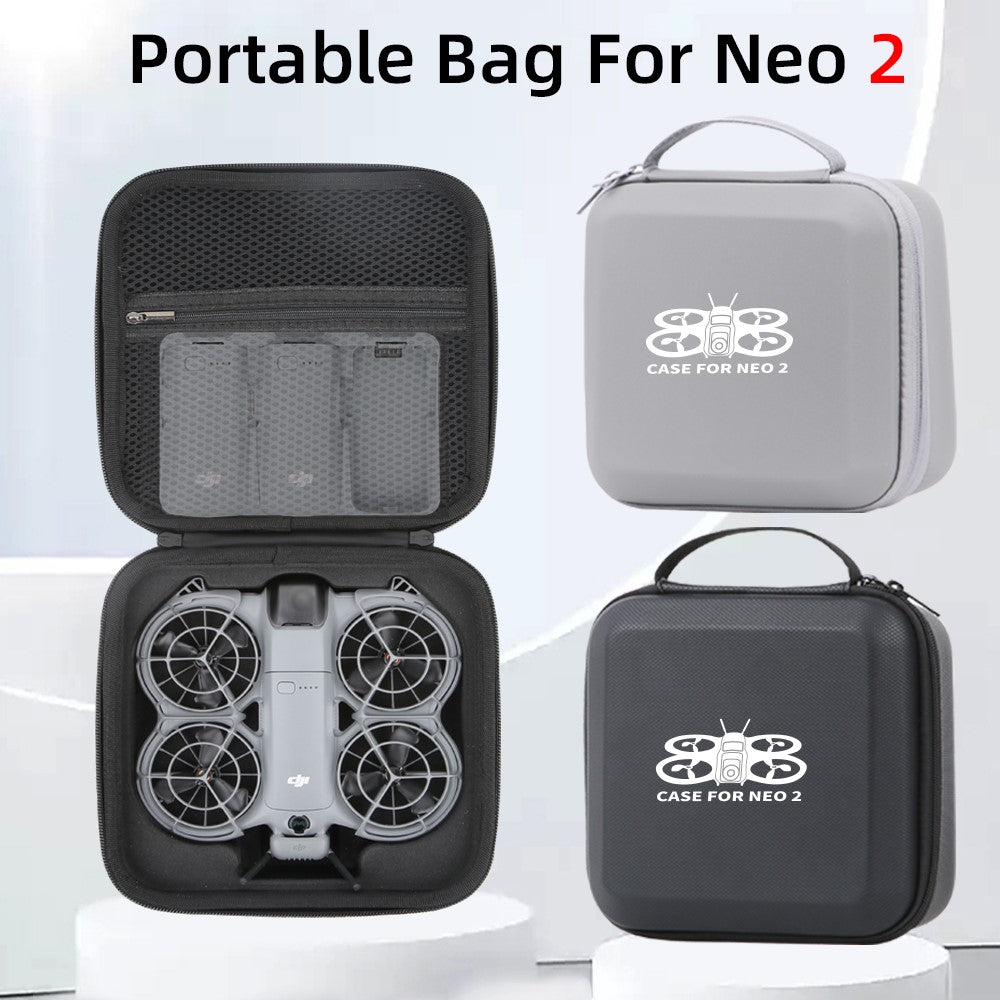 Portable Carrying Case for DJI Neo 2 Drone PU Waterproof Storage Bag Travel Organizer with EPE Foam Interior