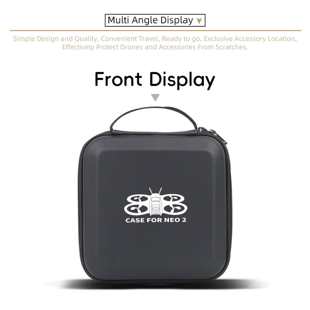 Portable Carrying Case for DJI Neo 2 Drone PU Waterproof Storage Bag Travel Organizer with EPE Foam Interior