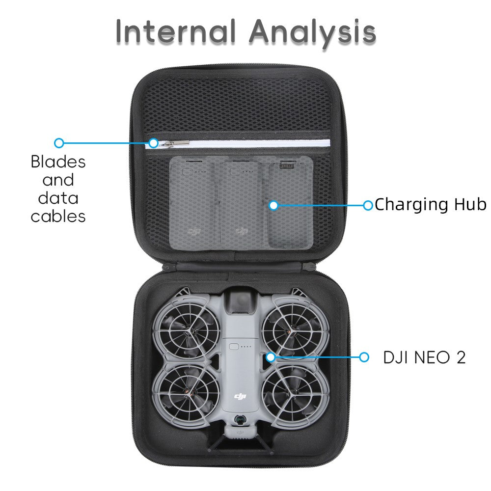 Portable Case for DJI Neo 2 EVA Molded Storage Bag Waterproof Nylon Carrying Pouch