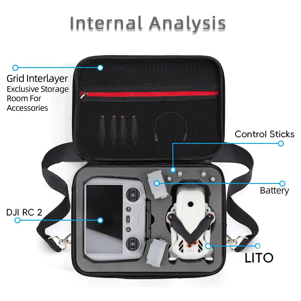For DJI Lito 1 / Lito X1 Drone Carrying Bag EVA Hard Shell Portable Storage Bag with Shoulder Strap
