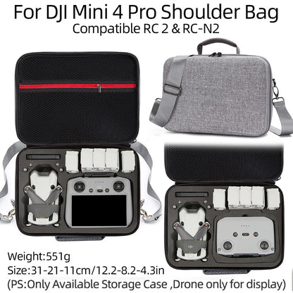 For DJI Mini 4 Pro Shockproof EVA+Cloth Handbag Carrying Case RC Drone Accessories Storage Bag with Shoulder Strap