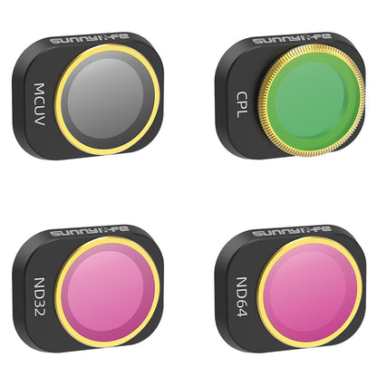 SUNNYLIFE N4P-FI729 4PCS For DJI Mini 4 Pro Oilproof Optical Glass Lens Filters (MCUV+CPL+ND32+ND64)