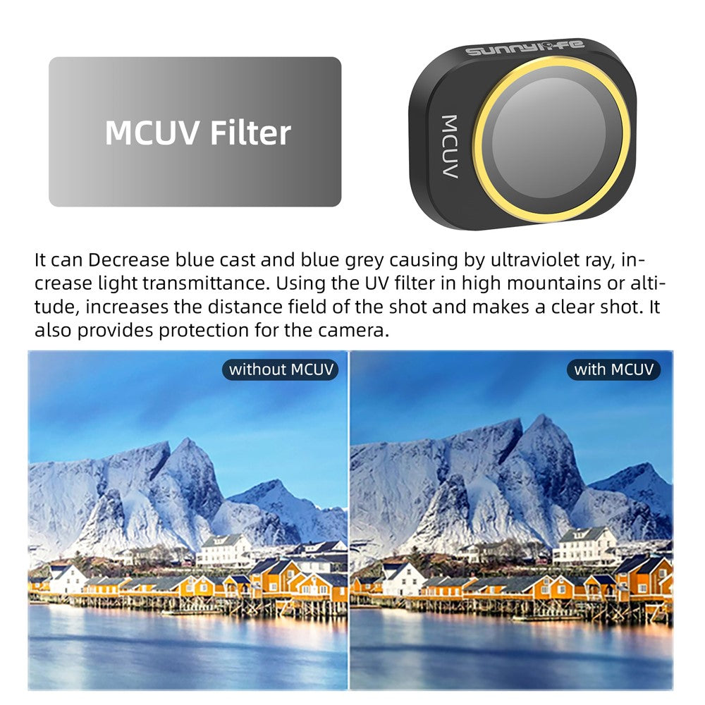 SUNNYLIFE N4P-FI729 4PCS For DJI Mini 4 Pro Oilproof Optical Glass Lens Filters (MCUV+CPL+ND32+ND64)