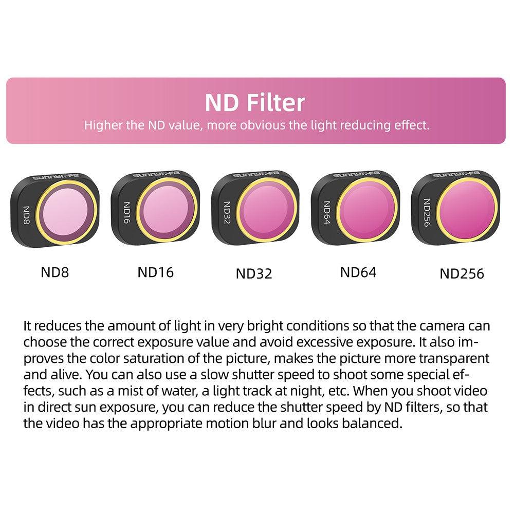 SUNNYLIFE N4P-FI729 4PCS For DJI Mini 4 Pro Oilproof Optical Glass Lens Filters (MCUV+CPL+ND32+ND64)