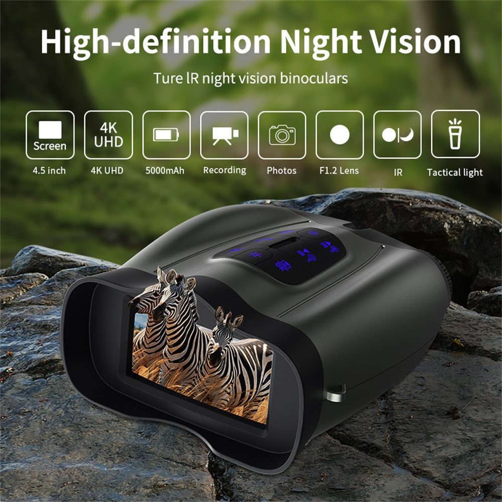 4K Night Vision Binoculars 4.5 Inch Screen 16X Digital Zoom 5000mAh IR Infrared Digital Telescope Camera for Hunting Wildlife