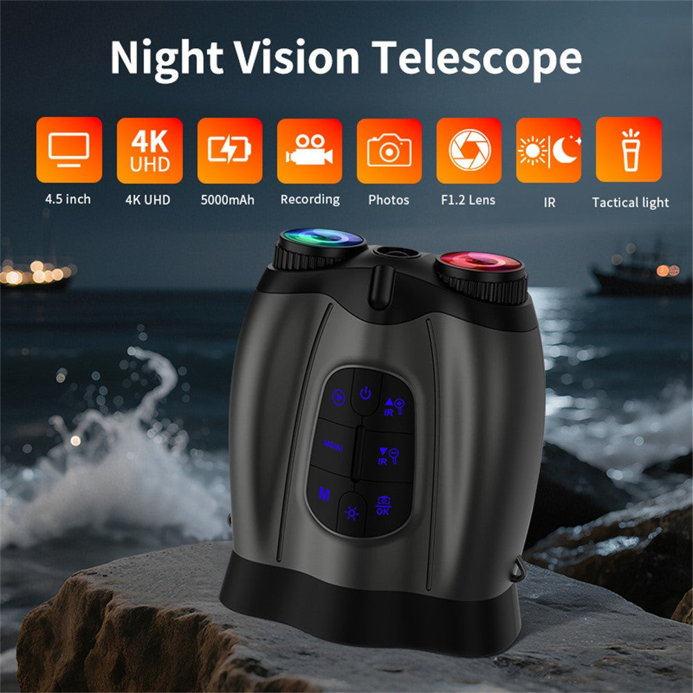 4K Night Vision Binoculars 4.5 Inch Screen 16X Digital Zoom 5000mAh IR Infrared Digital Telescope Camera for Hunting Wildlife