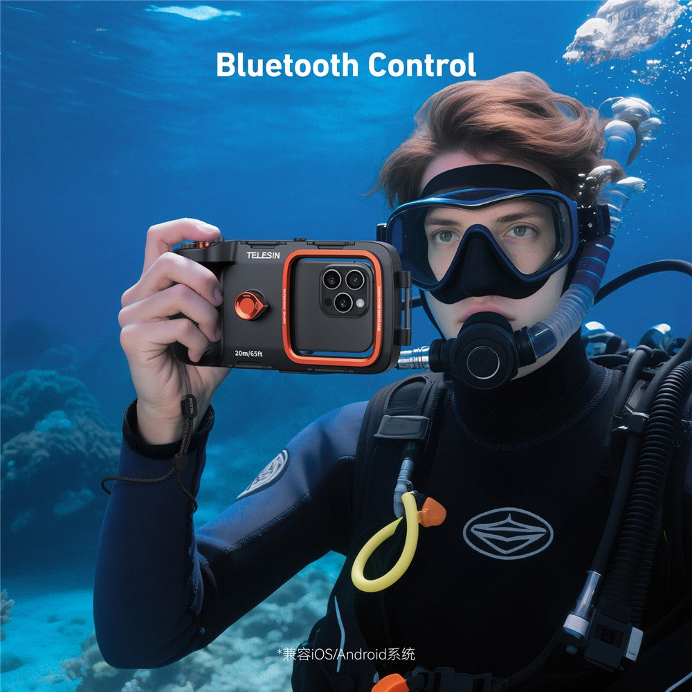 TELESIN Wasserdichte Tauch Handyhülle IP68, 20m Unterwasser, Bluetooth, Anti-Beschlag, Fotografie