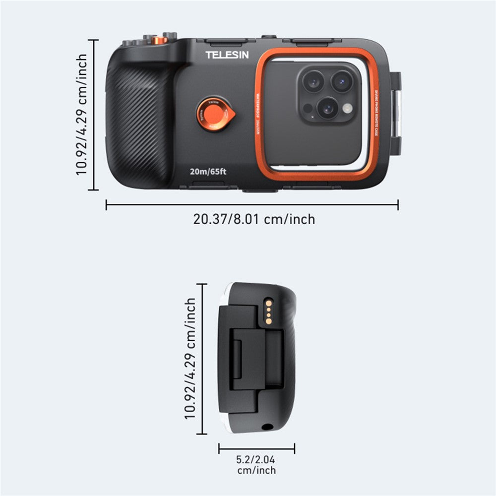 TELESIN Wasserdichte Tauch Handyhülle IP68, 20m Unterwasser, Bluetooth, Anti-Beschlag, Fotografie
