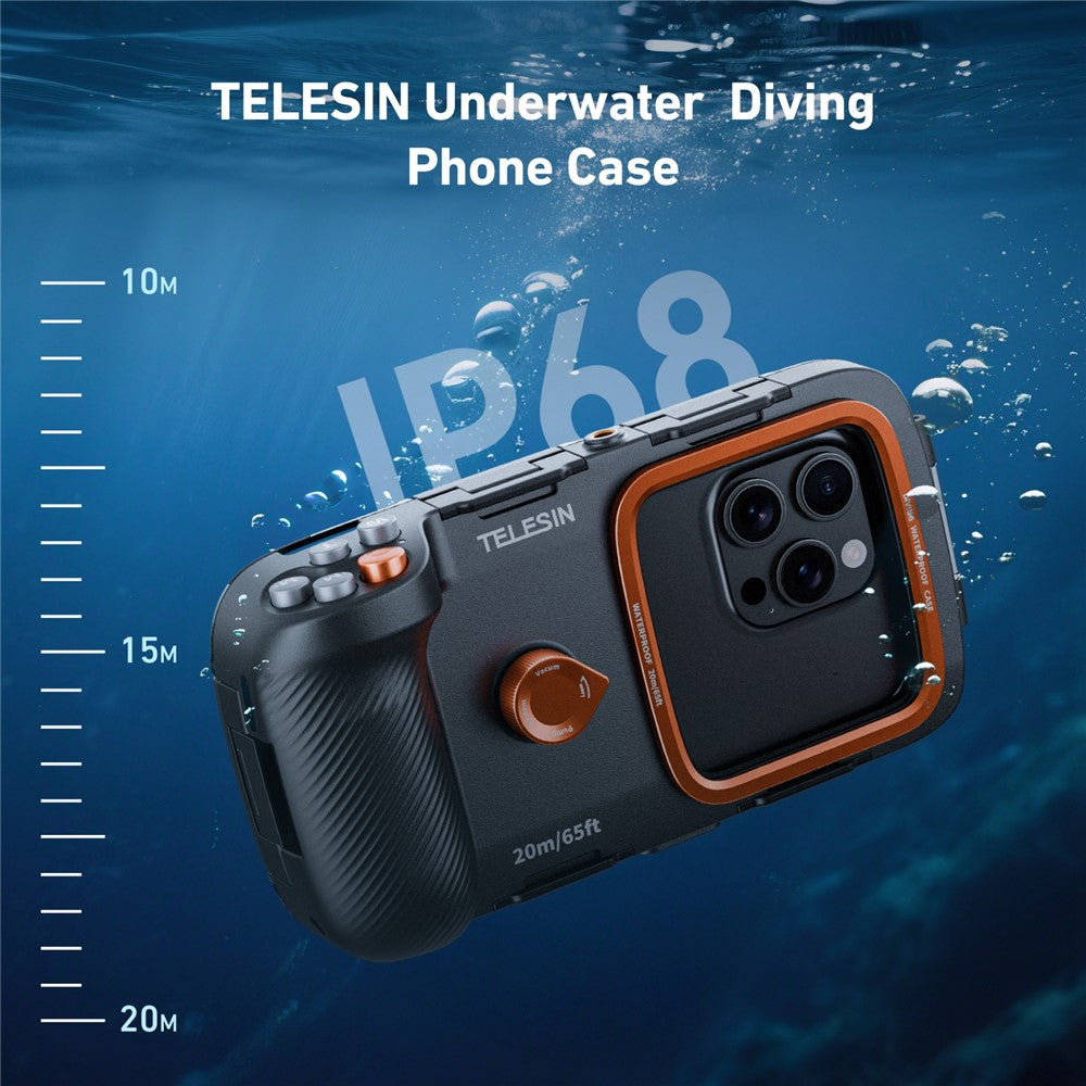 TELESIN Wasserdichte Tauch Handyhülle IP68, 20m Unterwasser, Bluetooth, Anti-Beschlag, Fotografie