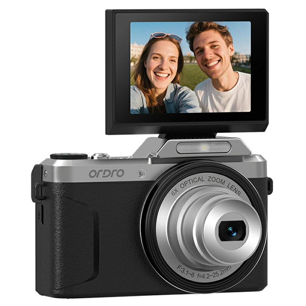 ORDRO D27 Digitalkamera: 6x optischer Zoom, 2,8" Klappdisplay, 4K HD Video