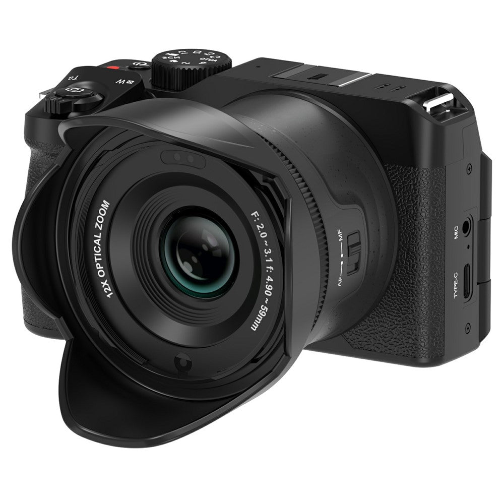 ORDRO G650 Digitalkamera: 12x opt. Zoom, 2,8" Klappdisplay, 5K Video, LED-Licht
