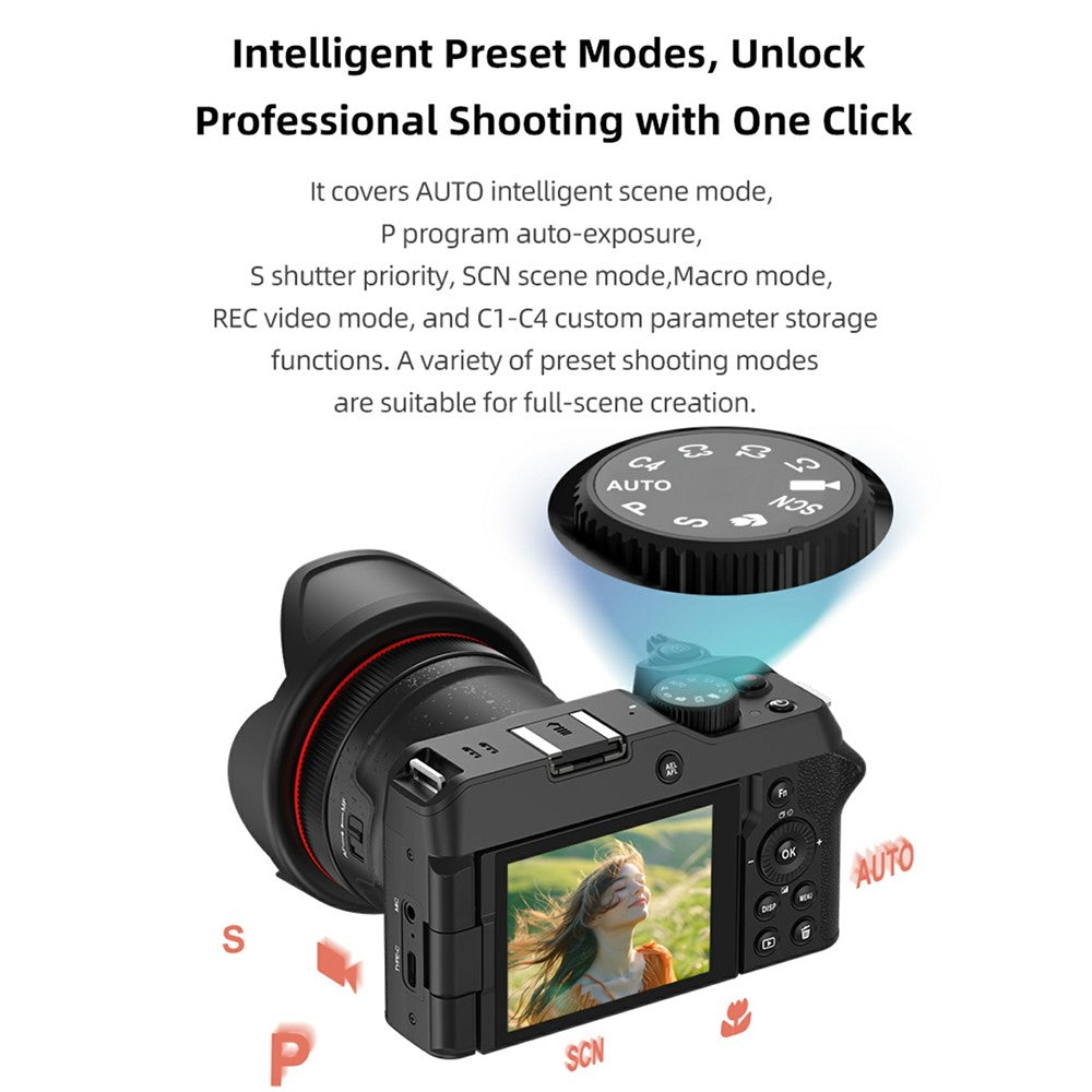 ORDRO G650 Digitalkamera: 12x opt. Zoom, 2,8" Klappdisplay, 5K Video, LED-Licht