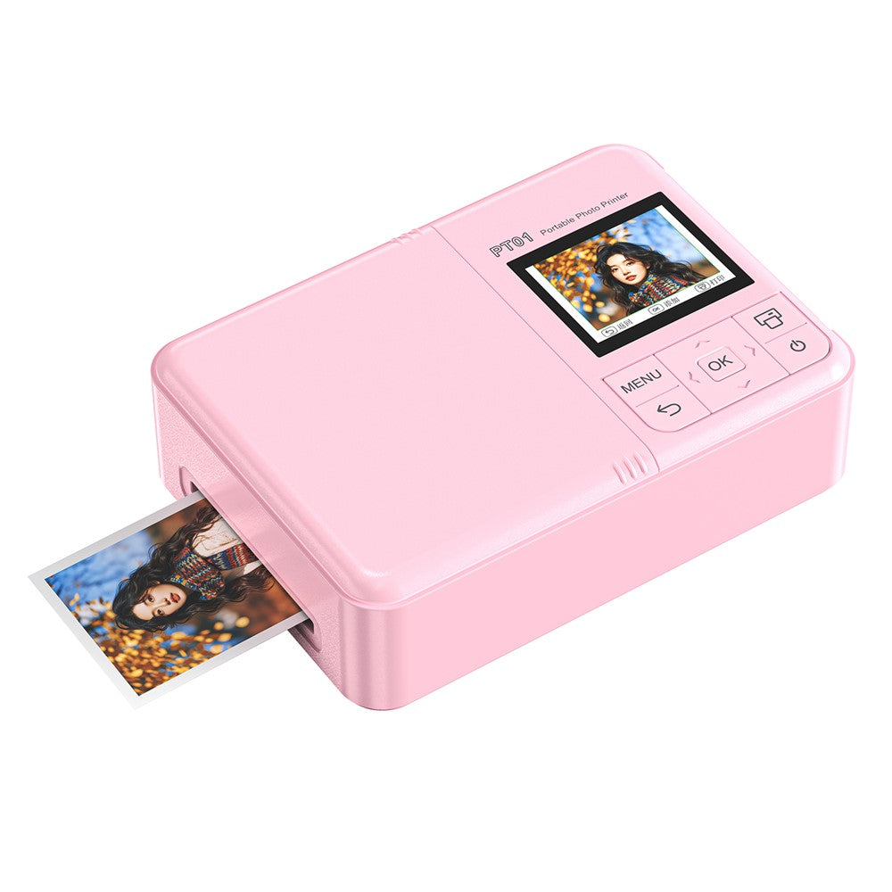 PT01 Portable Full Color Photo Printer 600DPI Color WiFi Inkjet 2.0 IPS Screen Picture Printer