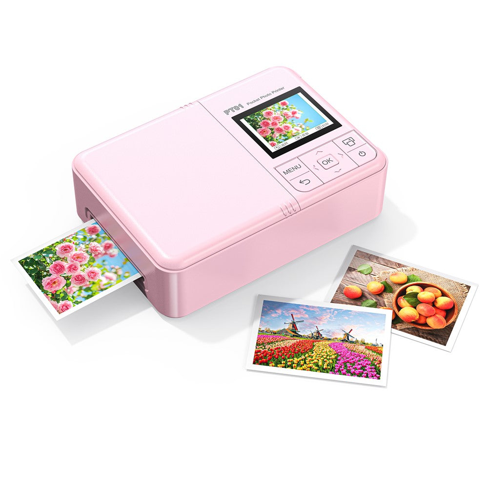 PT01 Portable Full Color Photo Printer 600DPI Color WiFi Inkjet 2.0 IPS Screen Picture Printer