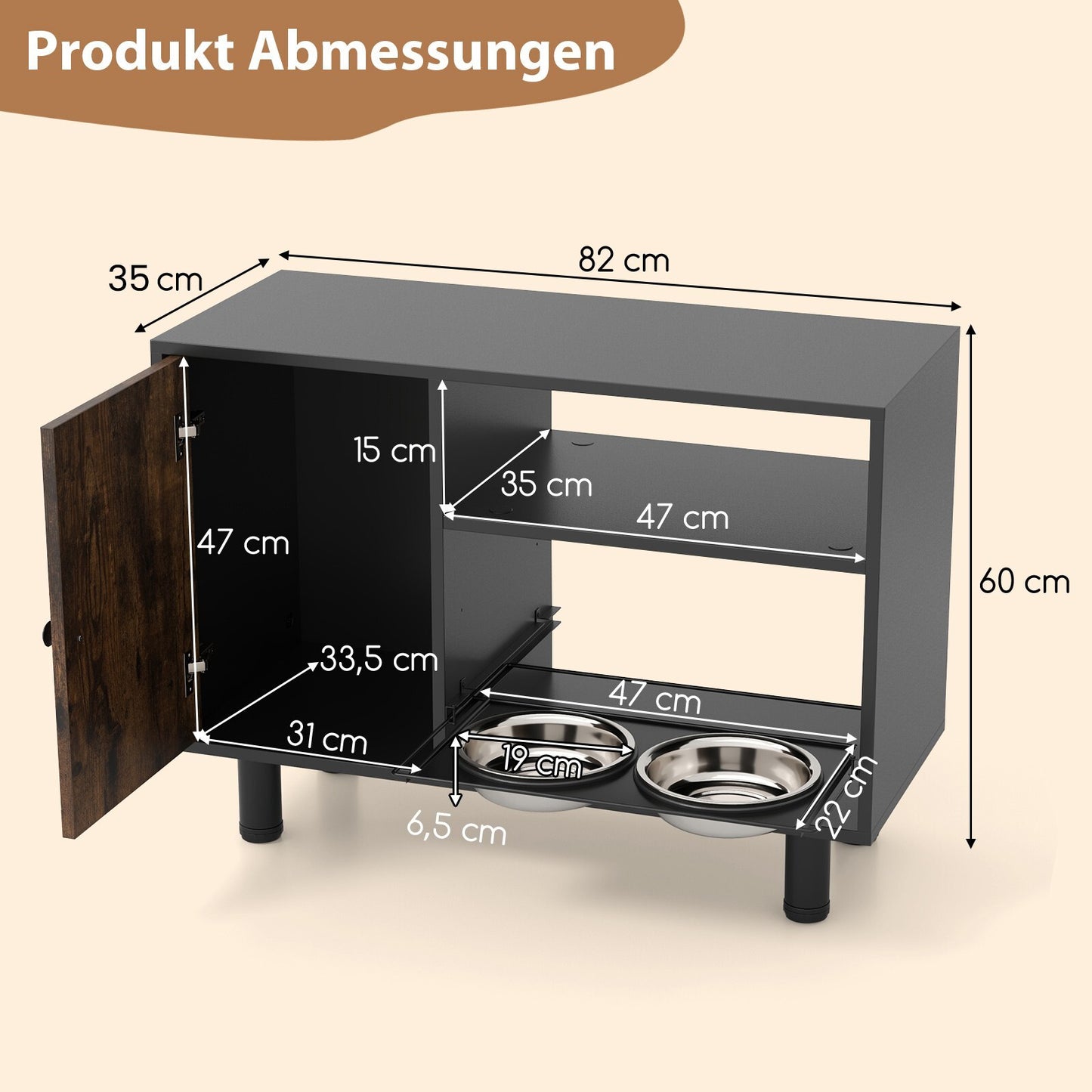 Futterschrank Futterstation Futternapf Hundefutter Mit 2 Edelstahlnäpfe