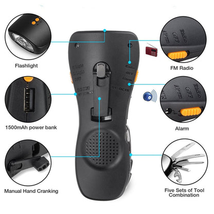Multifunctional Hand Crank Power Flashlight FM Radio Outdoor Emergency Power Bank