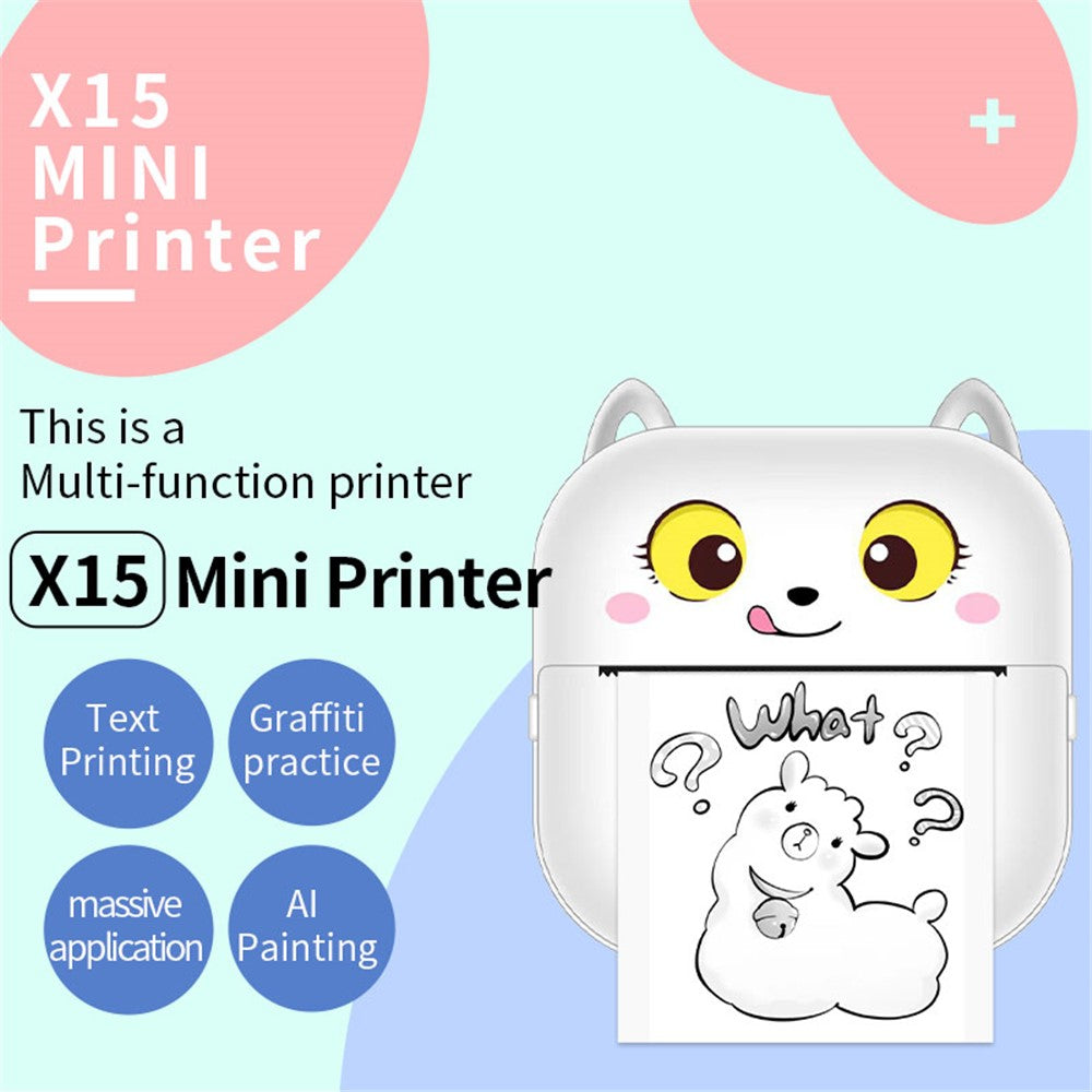 X15 Mini Thermal Printer Wrong Question Printing 200DPI Bluetooth-compatible Pocket Printer, Standard Version