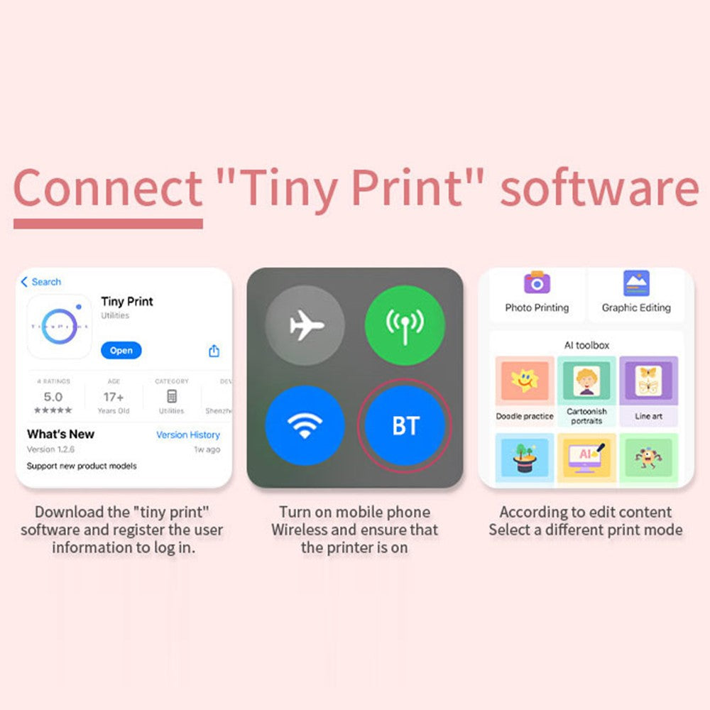 X15 Mini Thermal Printer Wrong Question Printing 200DPI Bluetooth-compatible Pocket Printer, Standard Version