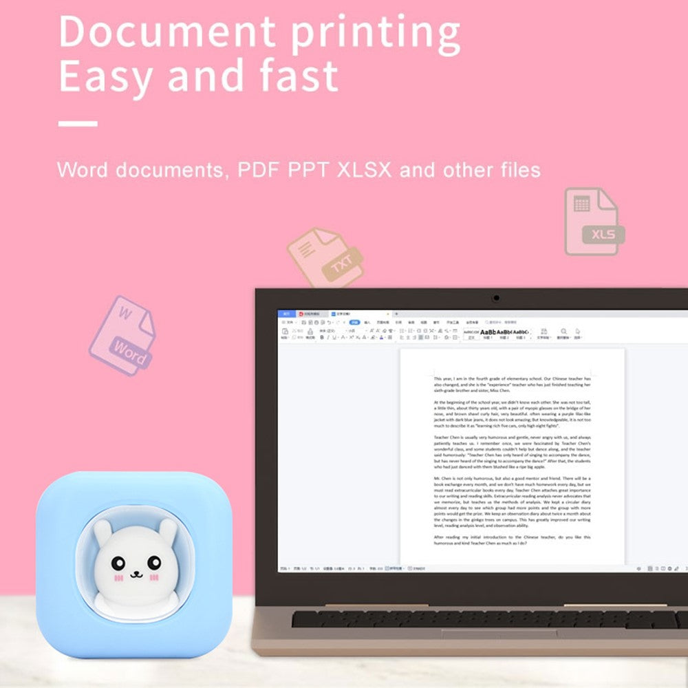 KDC-019C Mini Bluetooth-compatible Thermal Printer Kids Student Wireless Inkless Photo Label Printer