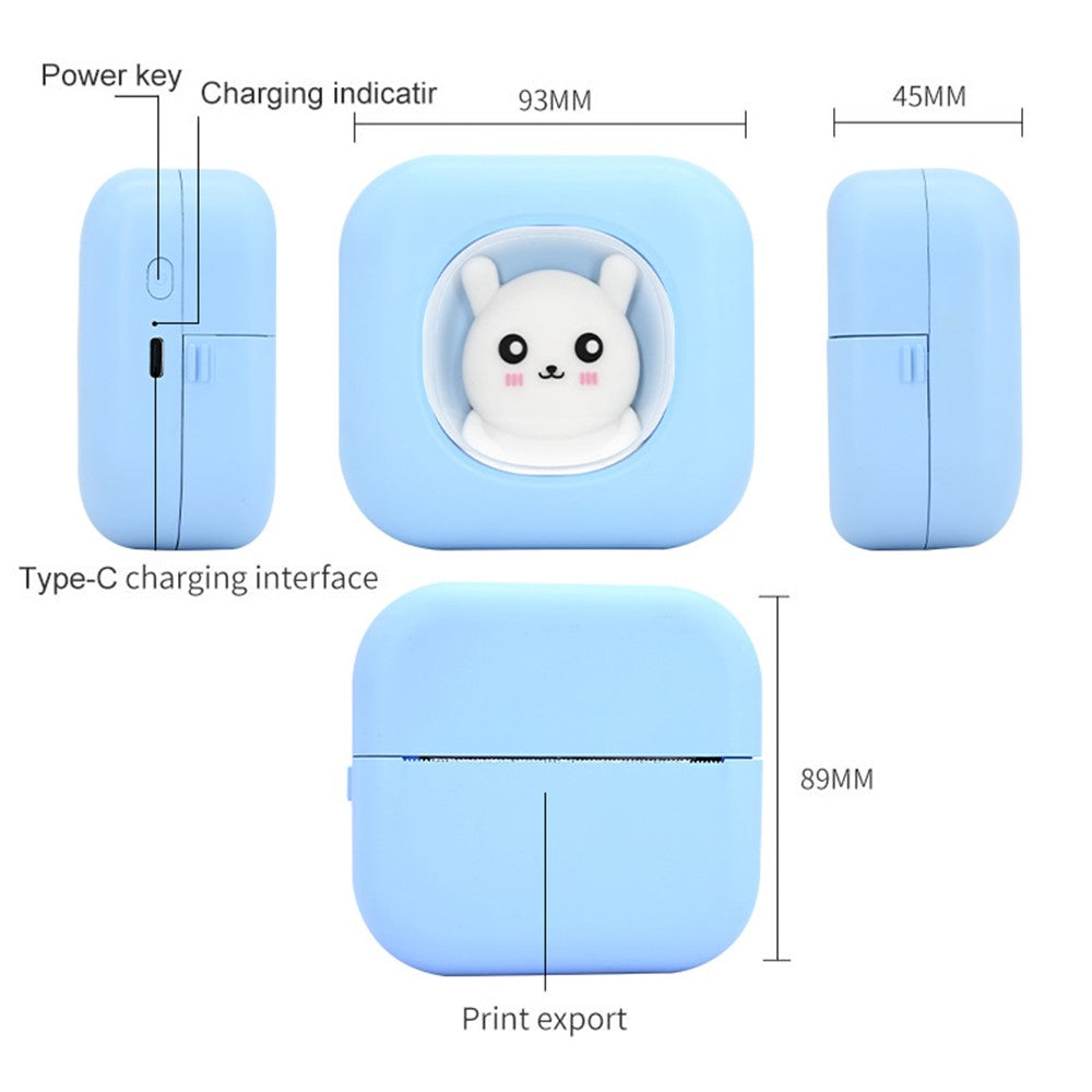 KDC-019C Mini Bluetooth-compatible Thermal Printer Kids Student Wireless Inkless Photo Label Printer