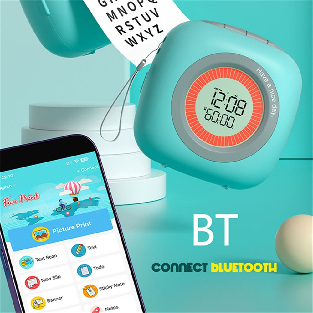 M9 Mini Thermal Printer Wireless Bluetooth-compatible Wrong Question Printer with Alarm Clock