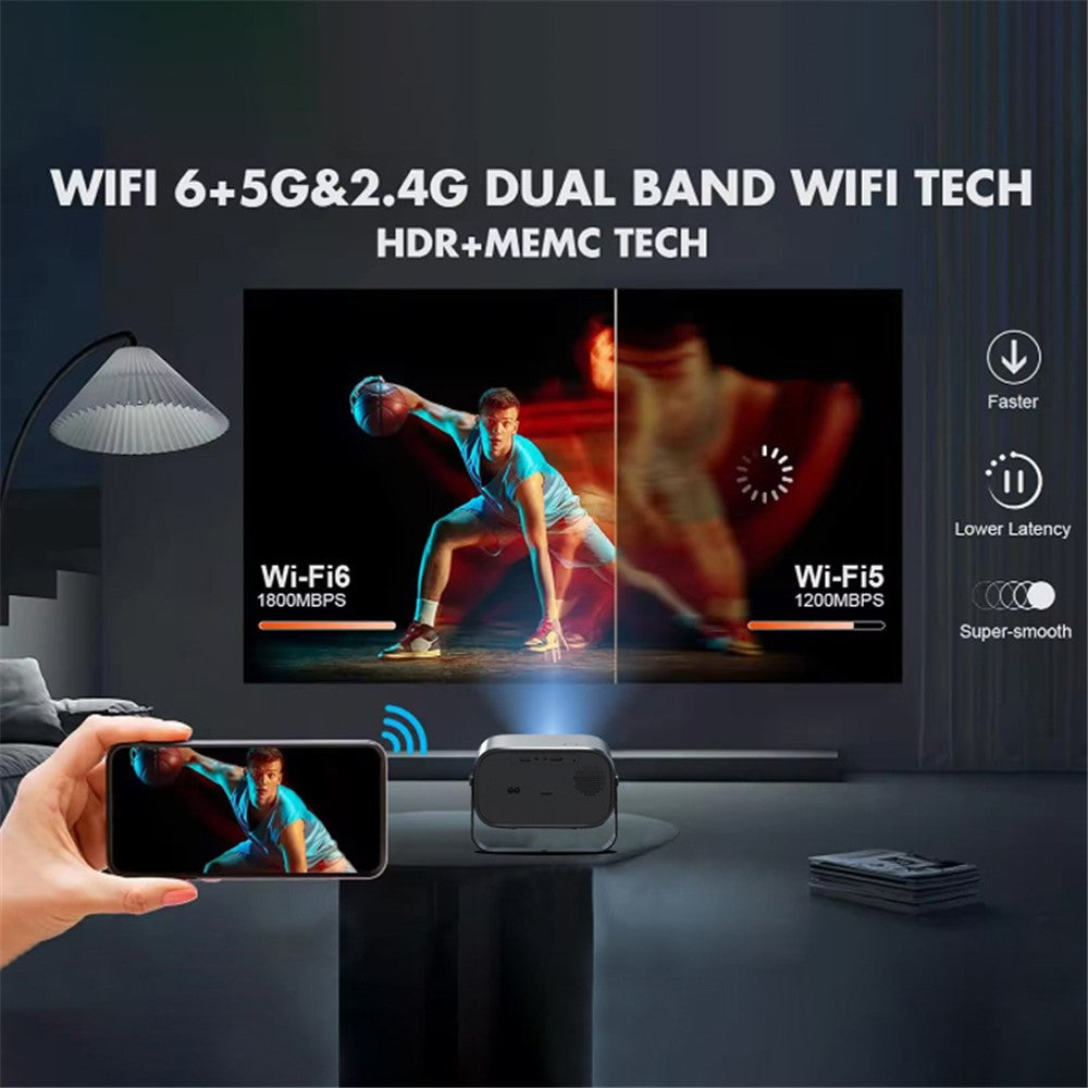 P19 Portable Projector 720P HD Video Android 13 WiFi Bluetooth-compatible Home Theater Office LED Projector