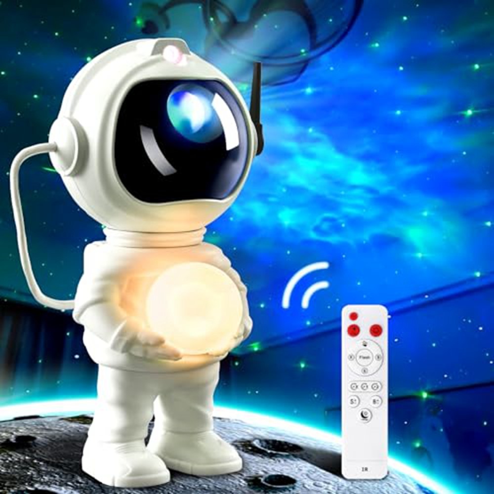 JN2313 Cartoon Astronaut Starry Sky Projection Lamp Bluetooth-compatible Speaker Moon Night Light