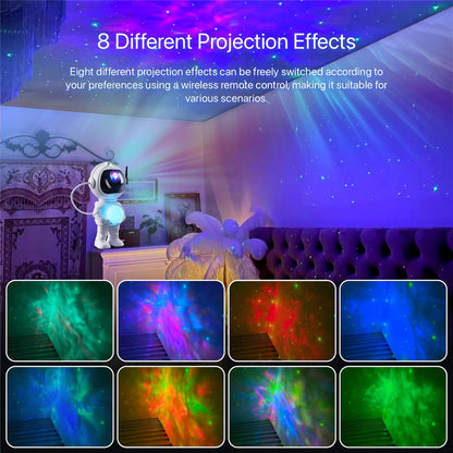 JN2313 Cartoon Astronaut Starry Sky Projection Lamp Bluetooth-compatible Speaker Moon Night Light
