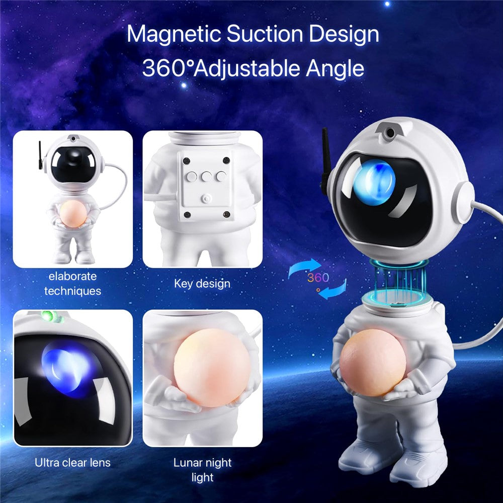 JN2313 Cartoon Astronaut Starry Sky Projection Lamp Bluetooth-compatible Speaker Moon Night Light