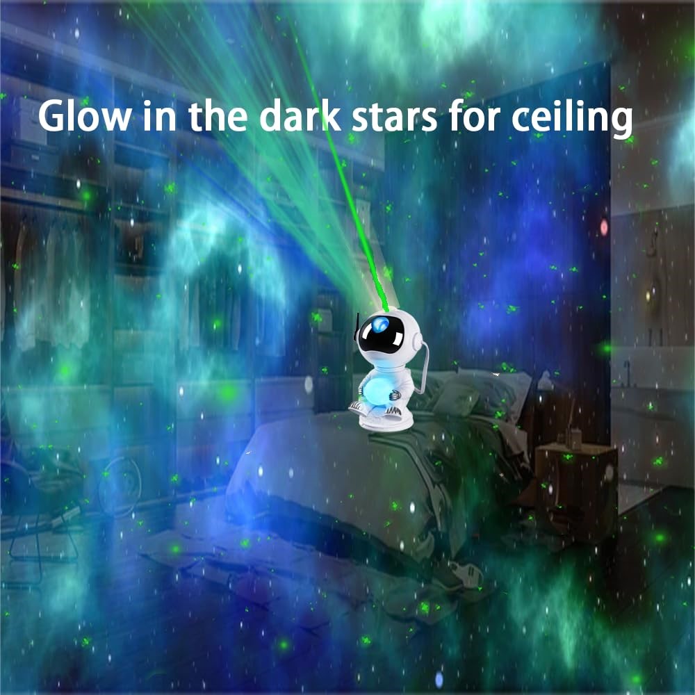 JN2312 Lovely Astronaut Smart Timing Starry Sky Projection Lamp Bluetooth-compatible Speaker Moon Night Light