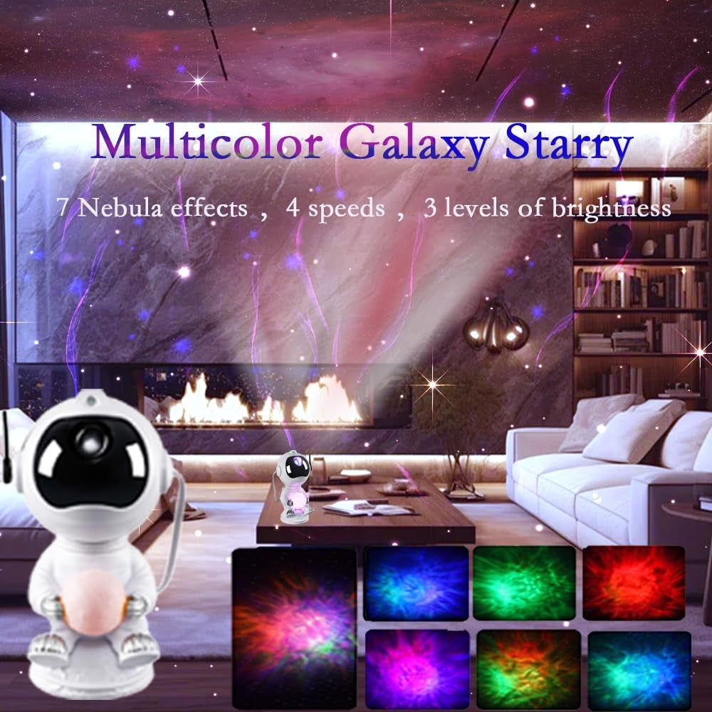 JN2312 Lovely Astronaut Smart Timing Starry Sky Projection Lamp Bluetooth-compatible Speaker Moon Night Light