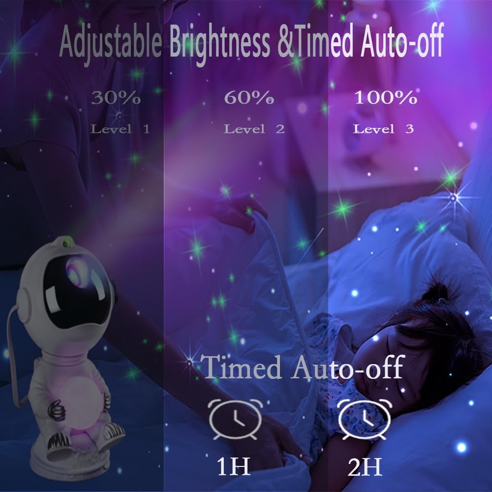 JN2312 Lovely Astronaut Smart Timing Starry Sky Projection Lamp Bluetooth-compatible Speaker Moon Night Light