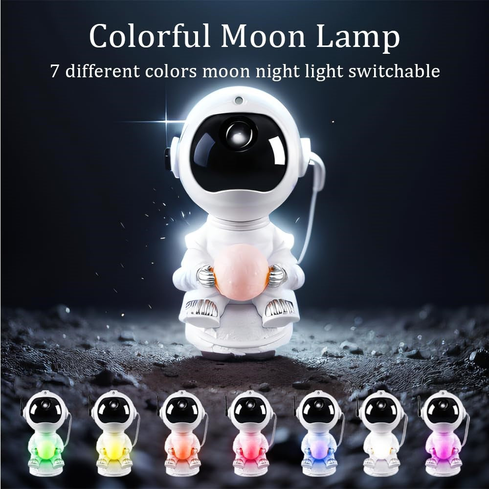 JN2312 Lovely Astronaut Smart Timing Starry Sky Projection Lamp Bluetooth-compatible Speaker Moon Night Light
