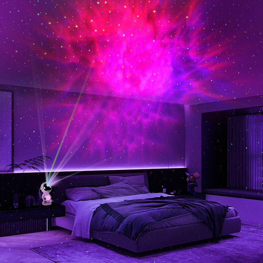 JN2312 Lovely Astronaut Smart Timing Starry Sky Projection Lamp Bluetooth-compatible Speaker Moon Night Light