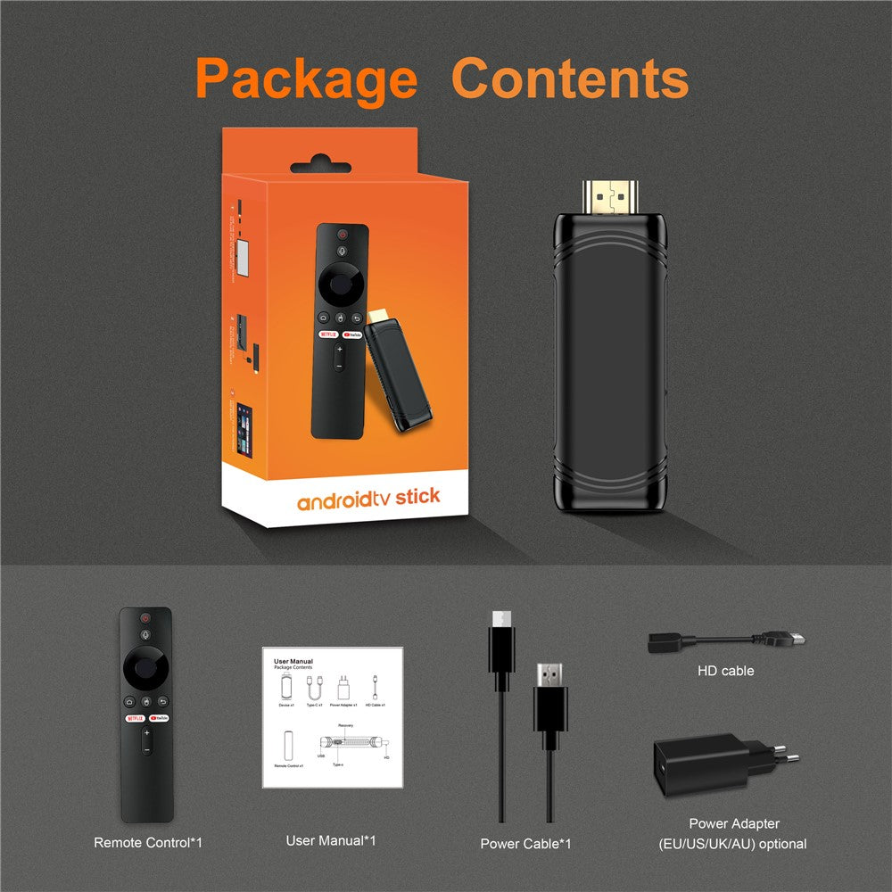 YD925 2+16GB Android Smart TV Stick Quad Core ARM Cortex A53 4K Streaming TV Stick