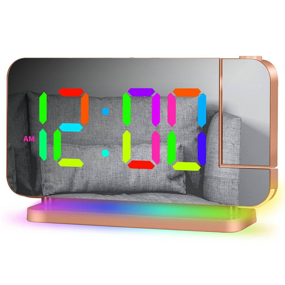EN8853B Mirror Display RGB Digital Alarm Clock with Adjustable Brightness and Dynamic Color Modes