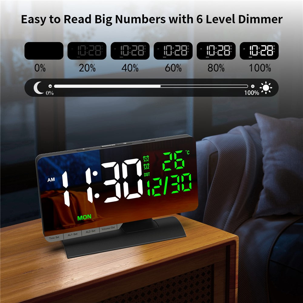 EN8836-B LED Digital Alarm Clock with DST Function Perpetual Calendar Temperature Week Display Desk Clock