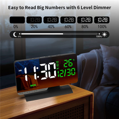 EN8836-B LED Digital Alarm Clock with DST Function Perpetual Calendar Temperature Week Display Desk Clock