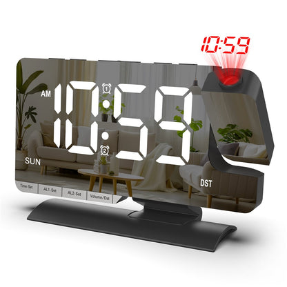 EN8836-C Large LED Display Projection Clock Dual Alarm Dimmable Desktop Digital Clock with DST and Weekday Display