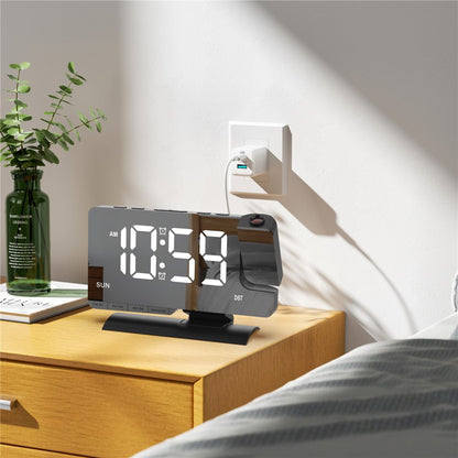 EN8836-C Large LED Display Projection Clock Dual Alarm Dimmable Desktop Digital Clock with DST and Weekday Display