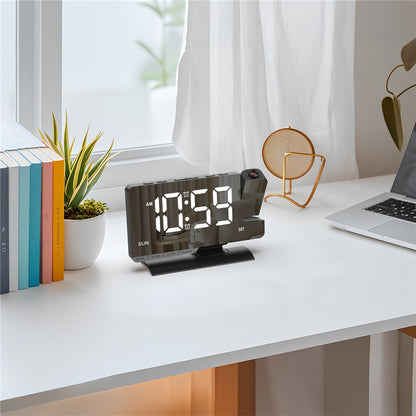 EN8836-C Large LED Display Projection Clock Dual Alarm Dimmable Desktop Digital Clock with DST and Weekday Display